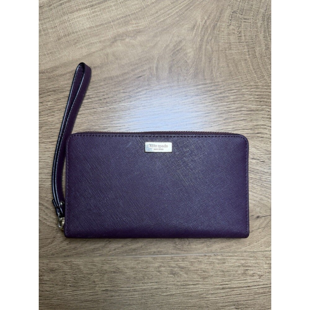 Kate Spade Neda Laurel Way Zip Around Wristlet Leather Wallet PLUM